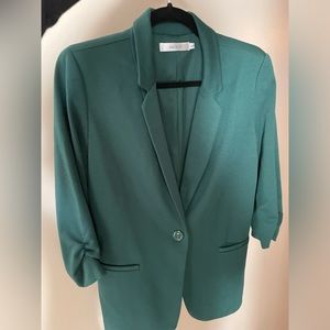 Rickis hunter green 3/4 sleeve single button up blazer